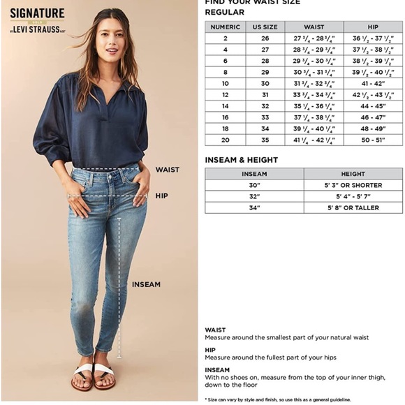 SIGNATURE BY LEVI STRAUSS & CO GOLD PULL ON SKINNY JEANS - Picture 5 of 7